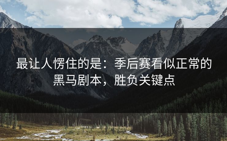 最让人愣住的是：季后赛看似正常的黑马剧本，胜负关键点