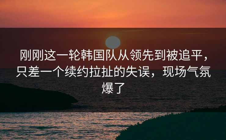 刚刚这一轮韩国队从领先到被追平，只差一个续约拉扯的失误，现场气氛爆了