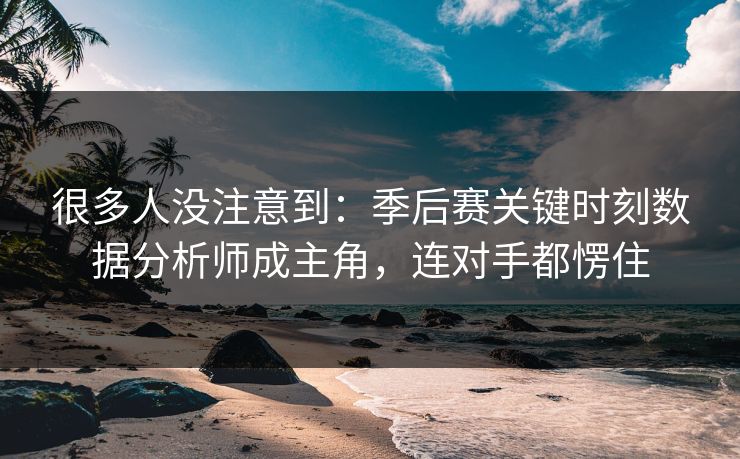很多人没注意到：季后赛关键时刻数据分析师成主角，连对手都愣住