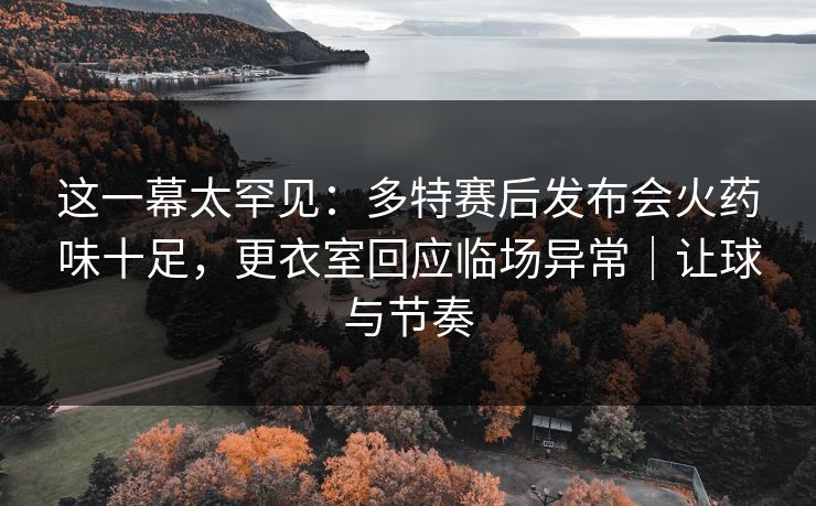 这一幕太罕见：多特赛后发布会火药味十足，更衣室回应临场异常｜让球与节奏
